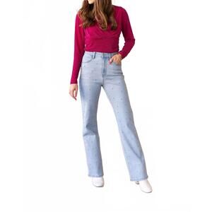 NEW GRACE + EMMA straight leg denim stud jeans in blue